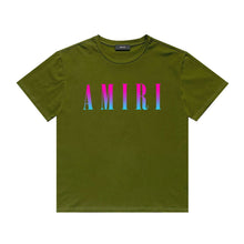Amiri T Shirt Gradient Letter Flower Casual Hip Hop Short Sleeve T-shirt