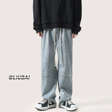 Men Jeans Spring and Autumn Straight Retro Wide-Leg Pants