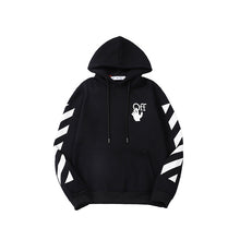 OFF handshake arrow pattern fleece hooded sweatshirt