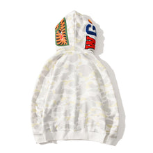 Bathing Ape Bape Hoodie Double Hat Luminous Camouflage Cardigan Zip Hooded Velvet Shark