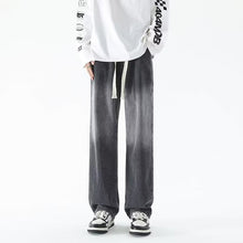 Men Jeans Gradient Jeans Men Retro Washed Loose Wide-Leg Straight Trousers