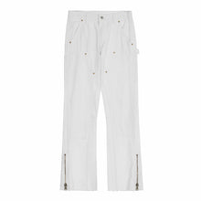 Men Jeans Casual Pants Zipper Cargo Pants Straight Bootleg Pants