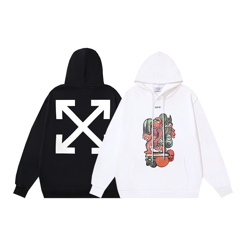 OW monster arrow pattern pullover hooded sweater