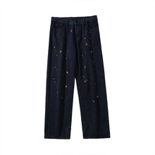 Men Jeans Splash Ink Paint Spots XINGX Embroidered Jeans Vintage Straight Loose Dad Jeans