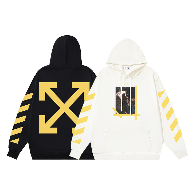 OW Angel Caravaggio diagonal striped arrow print hooded sweater