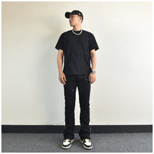 Men Jeans Zipper Slit Slightly Flared Casual Pants Loose Cargo Pants