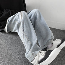 Men Jeans Washed Jeans Men's Casual Trousers Straight Loose Wide Leg Pants