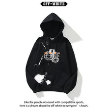 Off White hoodie Creative Graffiti Letter Pattern Arrow Fleece Hood