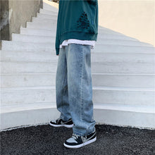 Men Jeans Straight-Leg Pants Loose Casual Wide-Leg Pants
