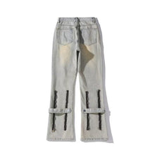 Men Jeans Spring Straight Casual Trousers Vintage Zipper Bootcut Trousers