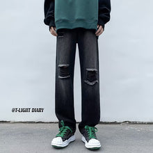 Men Jeans Ripped Jeans Men's Summer Retro Men's Black Trousers Loose Straight