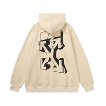 Off White hoodie Curved Arrow Pattern Fleece Sleeve Hood