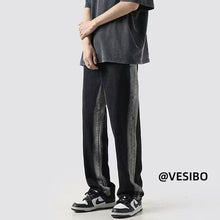 Men Jeans Straight Jeans Men's Autumn Loose Distressed Wide-Leg Pants