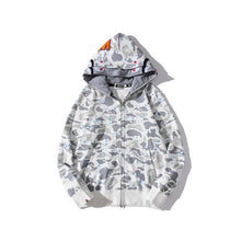 Bathing Ape Bape Hoodie Luminous Starry Sky Two-Hat Cardigan Zipper Velvet Shark