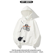 Off White hoodie Creative Graffiti Letter Pattern Arrow Fleece Hood