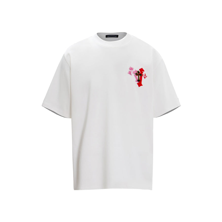 CHH Heart T Shirts Sanskrit Rainbow Cross Foam Short Sleeve T-Shirt
