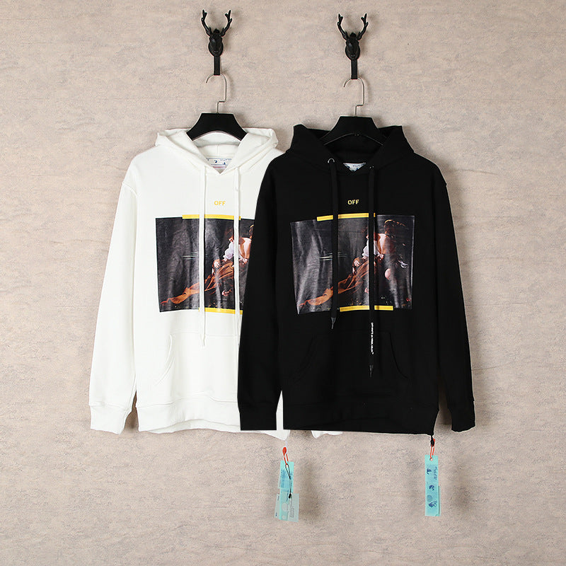 Off White hoodie oil painting series pattern arrow hooded