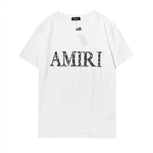 Amiri T Shirt Letter Print Casual Hip Hop round Neck Short Sleeve T-shirt for Men