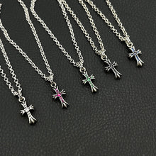 Chrome Hearts Necklace Vintage Cross Men's and Women's Colored Diamond Pendant