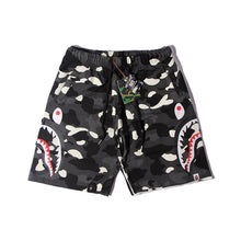 Bathing ape Bape Shorts Camo luminous shark side print five-point pants straight beach pants