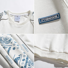 Men Pullover Hoodie Spring Patchwork round Neck Spring and Autumn Japanese Style Loose Top