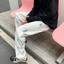 Men Jeans Splash-Ink Jeans Men's Autumn Baggy Straight Trousers Casual Trousers