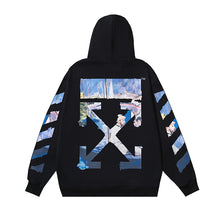 OW Monet oil painting arrow pattern print hooded sweater