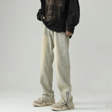 Men Jeans Retro Washed Worn Jeans