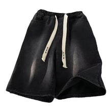 Men Jeans Drawstring Denim Shorts Men's Pants Summer Straight Loose Shorts