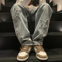 Men Jeans Straight-Leg Denim Trousers Autumn and Winter Loose