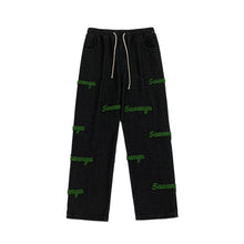 Men Jeans Flocking Embroidered Jeans Men's Spring and Autumn Loose Straight-Leg Wide-Leg Pants