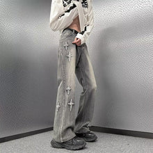 Men Jeans Straight Oversize Summer Slightly Flared Wide Leg Pants