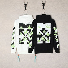 Off White hoodie embroidered plant leaf arrow hooded