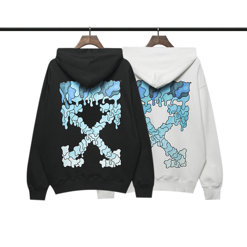 Off White hoodie blue melted arrow pattern hooded