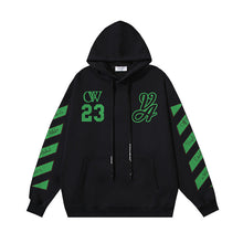 OW 23 numeric letter print patterned hooded sweatshirt