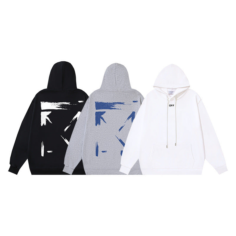 OW graffiti arrow print pattern pullover hooded sweater