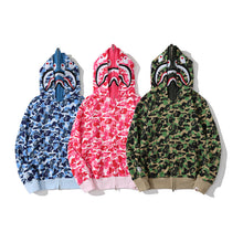 Bathing Ape Bape Hoodie Shark Double Hood Men's and Women's Cardigan Zip Sweater