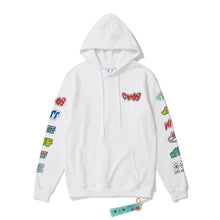 Off White hoodie Slogan Cartoon Arrow Pattern Pullover Hood