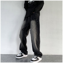 Men Jeans Ripped Jeans Men's Autumn Retro Loose Straight Trousers