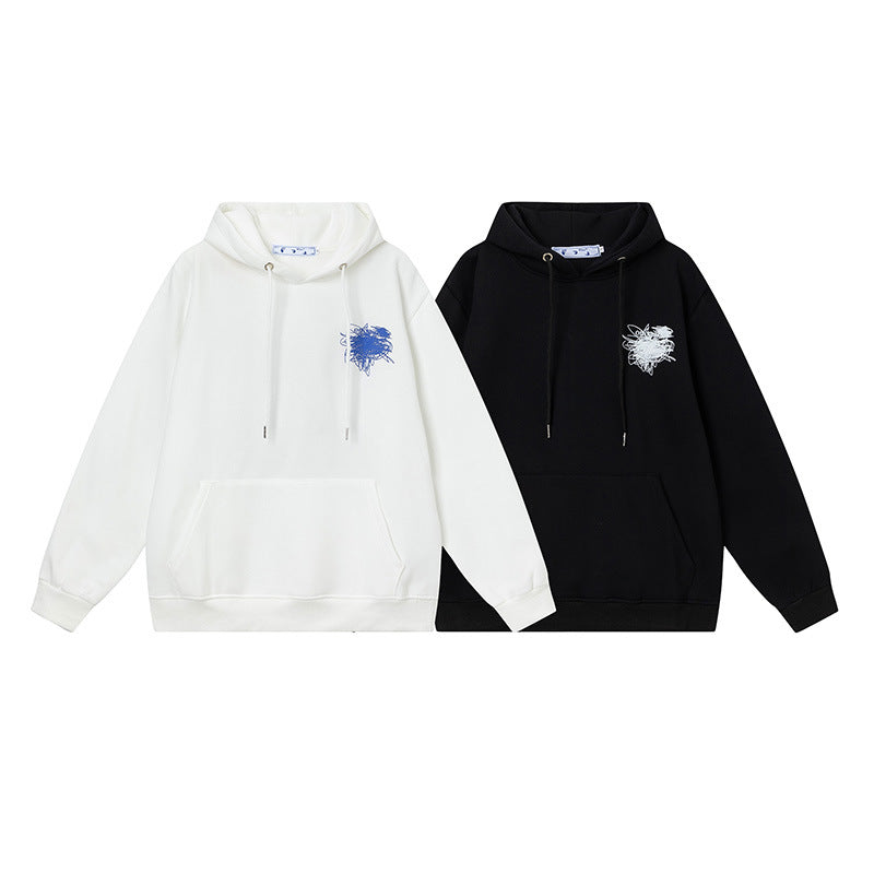 Off White hoodie graffiti yarn arrow pattern pullover hooded