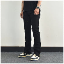Men Jeans Zipper Slit Slightly Flared Casual Pants Loose Cargo Pants