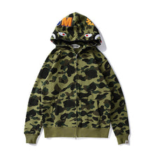 Bathing Ape Bape Autumn and Winter Men's and Women's Pure Cotton Shark Head 3D Camouflage Printing Brushed Hoody Hoodie