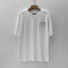Amiri T Shirt Colorful Splash Ink Casual Hip Hop round Neck Short Sleeve T-shirt