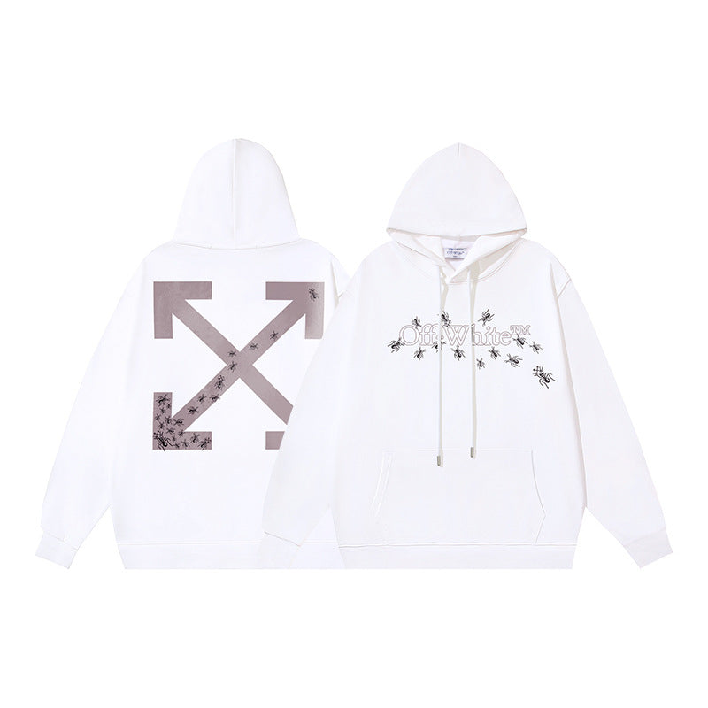 OW Ant Arrow Pattern Pullover Hooded Sweater