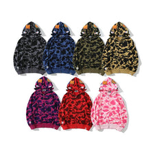 Bathing Ape Bape Hoodie Autumn and Winter Shark Head Terry Sweater Men's and Women's Casual Camouflage Thin Sweater Baggy Coat