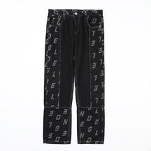 Men Jeans Retro Patchwork Jacquard Jeans Casual Pants