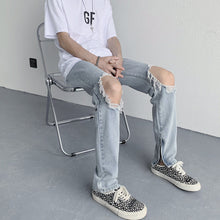Men Jeans Ripped Jeans Men's Summer Loose Straight Wide Leg Pants