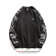 Men Pullover Hoodie Spring Patchwork round Neck Spring and Autumn Japanese Style Loose Top