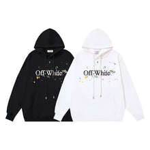 OW splash ink splash paint letter pattern pullover hooded sweater