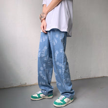 Men Jeans Summer Loose Printed Trousers Casual Wide Leg Pants
